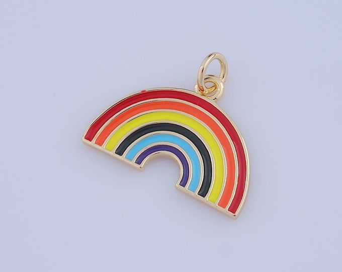 1 pcs Gold Enamel Rainbow Pendant,18K Gold Filled Rainbow Charm,Rainbow Charm DIY Bracelet Necklace Jewelry Making Findings Supply