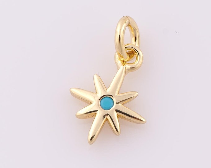 1 pcs Gold Polaris Pendant,18K Gold Filled North Star Charm,Polaris Charm DIY Bracelet Necklace Jewelry Making Findings Supply
