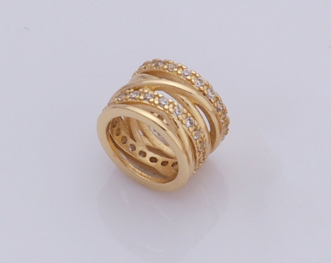 1 pcs 18K Gold Filled Tube Beads,Large Hole Beads,Cylindrical  Beads,Barrel Beads for DIY Jewelry Making Findings Supply