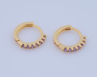1 pair Gold CZ Hoop Earrings,18K Gold Filled Huggie Hoop Earring ,Hoop Earrings,Hypoallergenic Huggie Hoop,Gift for Her