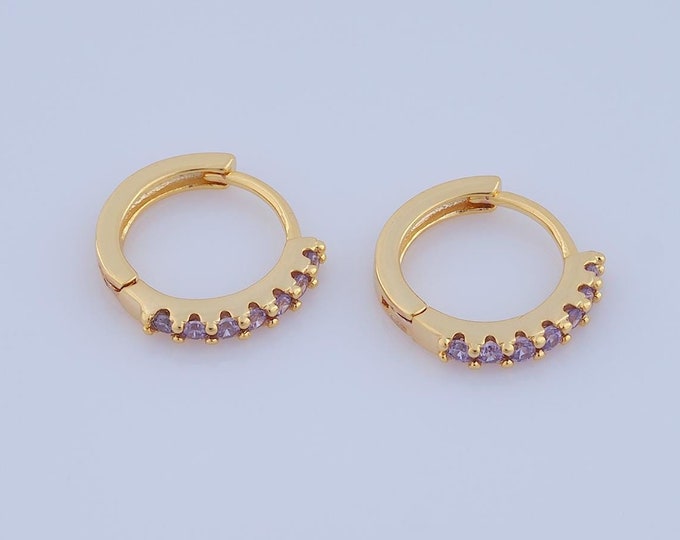 1 pair Gold CZ Hoop Earrings,18K Gold Filled Huggie Hoop Earring ,Hoop Earrings,Hypoallergenic Huggie Hoop,Gift for Her