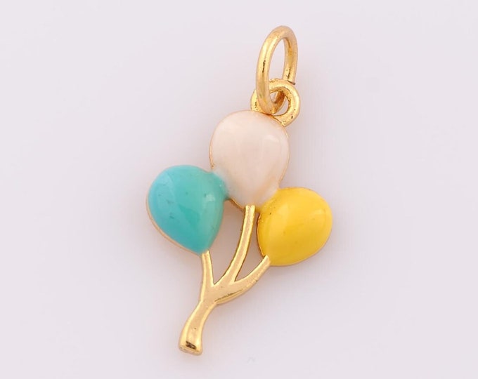 1 pcs Gold Enamel Balloon Pendant,18K Gold Filled Balloon Charm,Balloon Charm DIY Bracelet Necklace Jewelry Making Findings Supply
