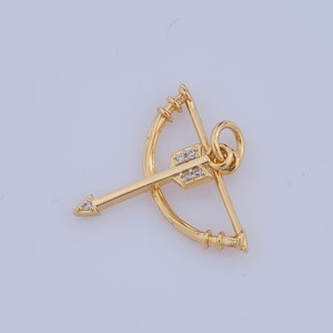 1pcs Gold Bow and Arrow Pendant,18K Gold Filled Bow and Arrow Charm,Bow and Arrow Charm DIY Bracelet Necklace Jewelry Making Findings Supply