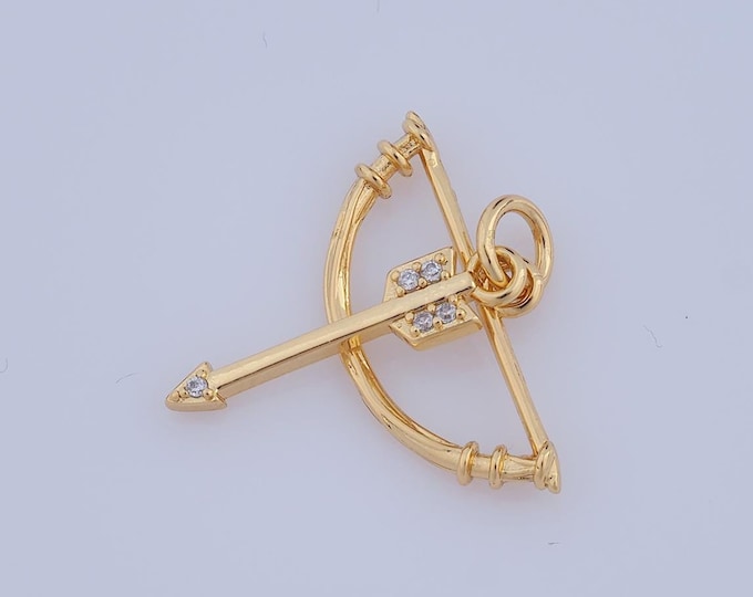 1pcs Gold Bow and Arrow Pendant,18K Gold Filled Bow and Arrow Charm,Bow and Arrow Charm DIY Bracelet Necklace Jewelry Making Findings Supply