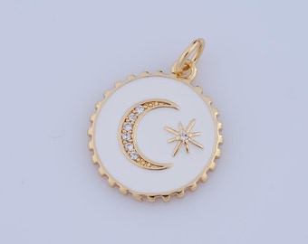 1 pcs Gold CZ Moon Pendant,18K Gold Filled Star Charm,Moon Charm DIY Bracelet Necklace Jewelry Making Findings Supply
