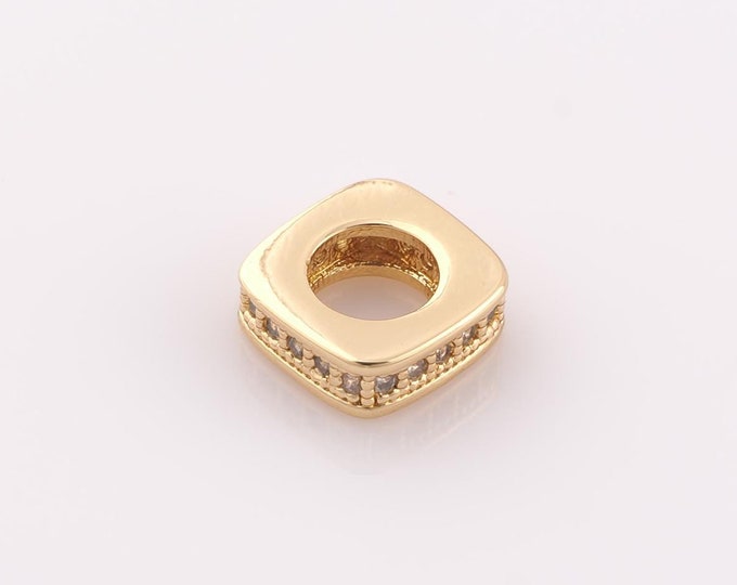 1 pcs 18K Gold Filled Square Flat Spacer Beads,Flat Beads,Square Beads for DIY Jewelry Making Findings Supply
