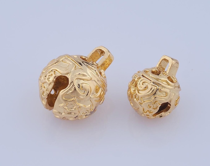 1 pcs Gold Bell Pendant,18K Gold Filled Bell Charm,Bell Charm DIY Bracelet Necklace Jewelry Making Findings Supply