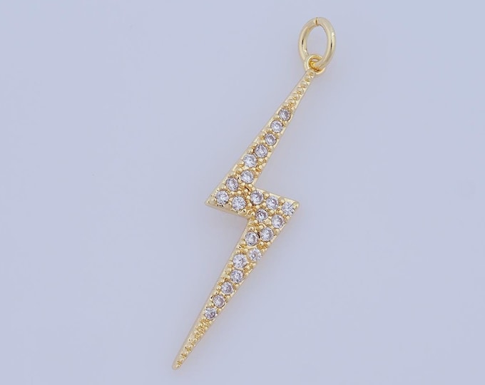 1 pcs Gold CZ Lightning Pendant,18K Gold Filled Lightning Charm,Lightning Charm DIY Bracelet Necklace Jewelry Making Findings Supply
