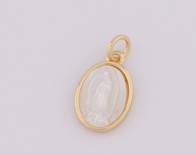 1 pcs Gold Virgin Mary Pendant,18K Gold Filled Fritillary Religion Charm,Catholic Charm DIY Bracelet Necklace Jewelry Making Findings Supply