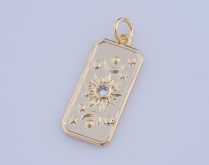 1 pcs Gold CZ Sun Pendant,18K Gold Filled Moon Charm,Star Charm DIY Bracelet Necklace Jewelry Making Findings Supply