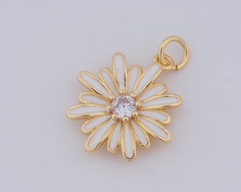 1 pcs Gold Daisy Pendant,18K Gold Filled Daisy Charm,Daisy Charm DIY Bracelet Necklace Jewelry Making Findings Supply