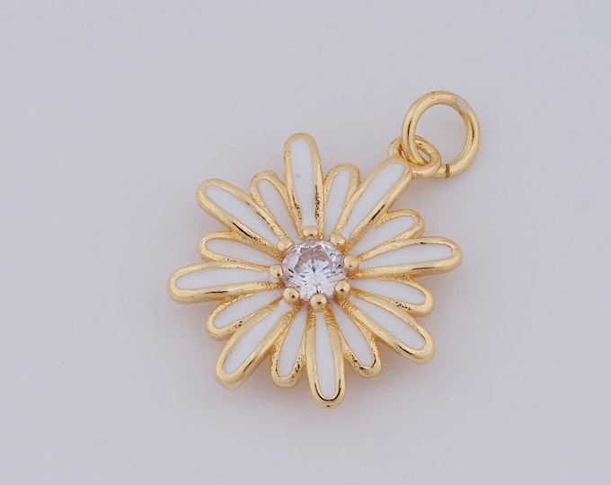 1 pcs Gold Daisy Pendant,18K Gold Filled Daisy Charm,Daisy Charm DIY Bracelet Necklace Jewelry Making Findings Supply