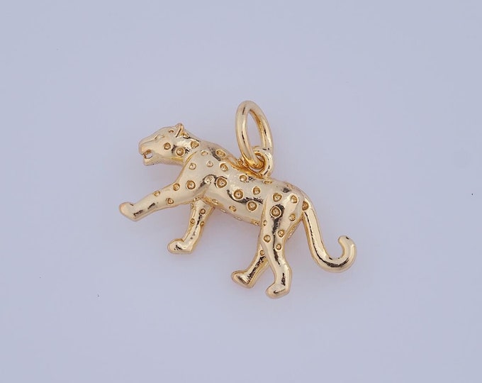 1 pcs Gold Leopard Pendant,18K Gold Filled Leopard Charm,Leopard Charm DIY Bracelet Necklace Jewelry Making Findings Supply