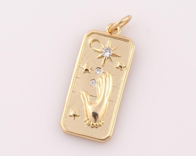 1 pcs Gold CZ Hand Pendant,18K Gold Filled Star Charm,Hand Charm DIY Bracelet Necklace Jewelry Making Findings Supply