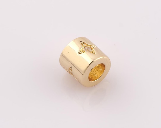 1 pcs 18K Gold Filled Round Tube Spacer Beads,Cross Star Beads,Round Beads for DIY Jewelry Making Findings Supply