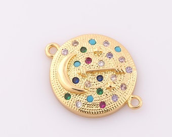 1 pcs Gold CZ Moon Connectors,18K Gold Filled Arrow Connectors,Moon Connectors DIY Bracelet Necklace Jewelry Making Findings Supply