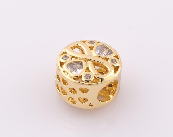 1 pcs 18K Gold Filled Infinity Spacer Beads,Large Hole Beads,Heart Beads for DIY Jewelry Making Findings Supply