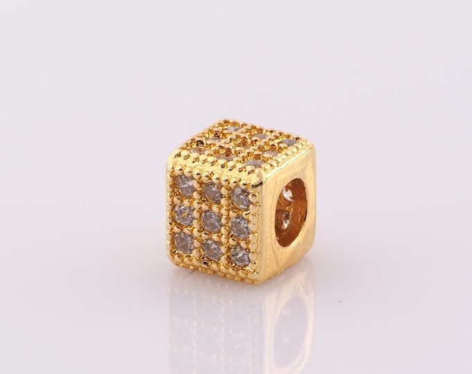 1 pcs 18K Gold Filled Square Spacer Beads,Large Hole Beads,Square Beads for DIY Jewelry Making Findings Supply