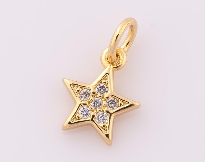 1 pcs Gold CZ Star Pendant,18K Gold Filled Star Charm,Star Charm DIY Bracelet Necklace Jewelry Making Findings Supply