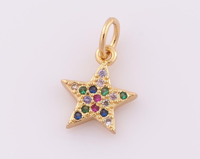 1 pcs Gold CZ Star Pendant,18K Gold Filled Star Charm,Star Charm DIY Bracelet Necklace Jewelry Making Findings Supply