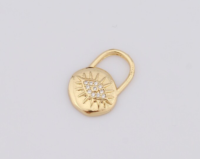 1 pcs Gold Evil Eye Pendant,18K Gold Filled CZ Devil Eye Charm,Eye Charm DIY Bracelet Necklace Jewelry Making Findings Supply