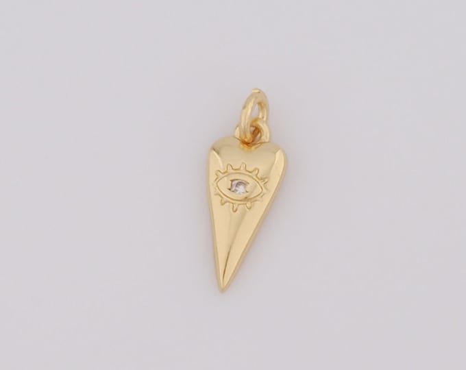 5 pcs Gold Evil Eye Pendant,18K Gold Filled CZ Triangle Charms,Eye Charms DIY Bracelet Necklace Jewelry Making Findings Supply