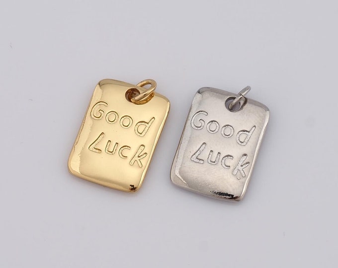 1 pcs Gold Good Luck Pendant,18K Gold Filled Letter Charm,Square Charm DIY Bracelet Necklace Jewelry Making Findings Supply