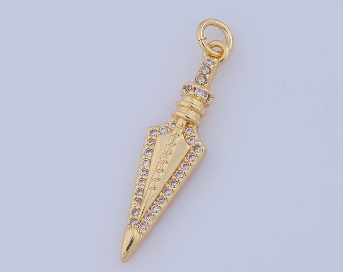 1 pcs Gold CZ Weapon Pendant,18K Gold Filled Weapon Charm,Weapon Charm DIY Bracelet Necklace Jewelry Making Findings Supply