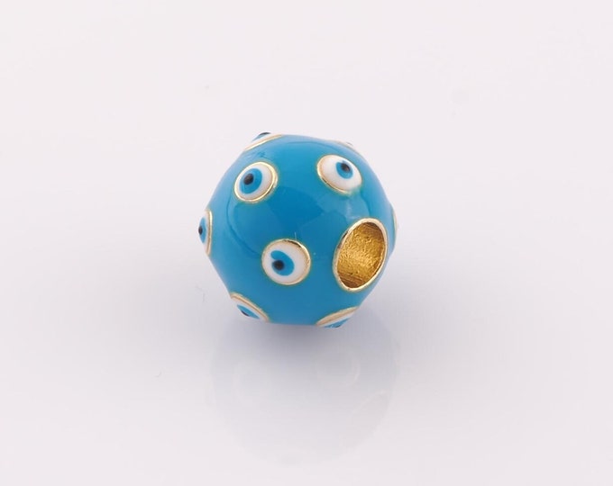 1 pcs 18K Gold Filled Evil Eye Spacer Beads,Devil Eye Beads,Ball Beads for DIY Jewelry Making Findings Supply