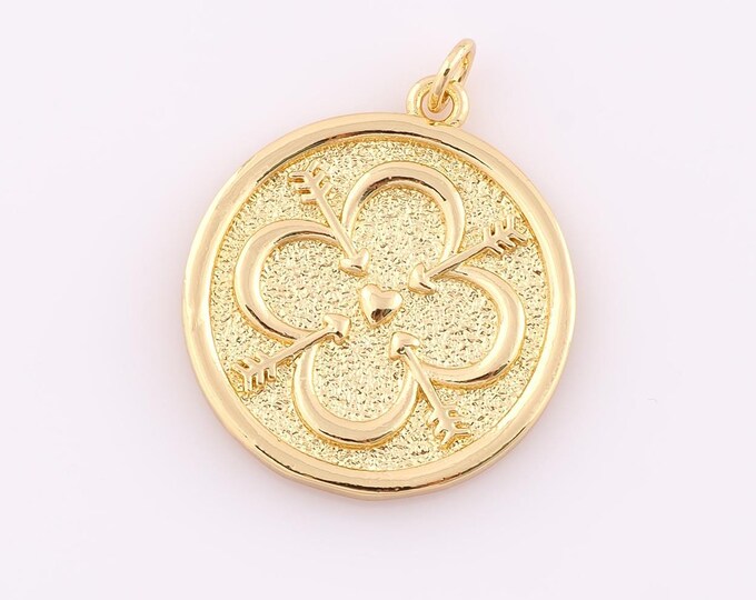1 pcs Gold Heart Pendant,18K Gold Filled Arrow Charm,Heart Charm DIY Bracelet Necklace Jewelry Making Findings Supply