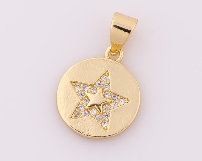 1 pcs Gold CZ Star Pendant,18K Gold Filled Star Charm,Star Charm DIY Bracelet Necklace Jewelry Making Findings Supply
