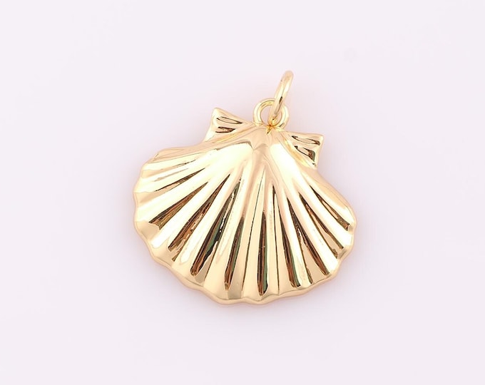 1 pcs Gold Shell Pendant,18K Gold Filled Shell Charm,Shell Charm DIY Bracelet Necklace Jewelry Making Findings Supply