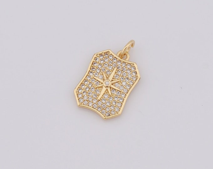 1 pcs Gold North Star Pendant,18K Gold Filled CZ Polaris Charm,North Star Charm DIY Bracelet Necklace Jewelry Making Findings Supply