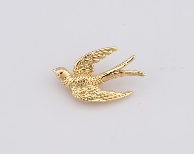 1 pcs Gold Swallow Pendant,18K Gold Filled Swallow Charm,Swallow Charm DIY Bracelet Necklace Jewelry Making Findings Supply