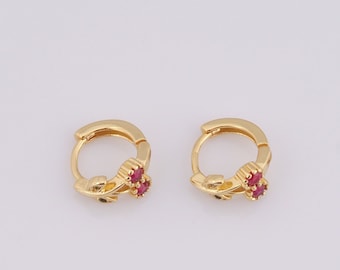 1 pair Gold Cherry Earrings,18K Gold Filled Huggie Hoop Earrings,Hoop Earrings,Hypoallergenic Huggie Hoop,Gift for Her
