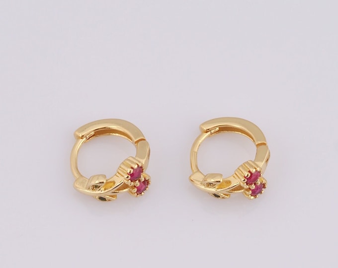 1 pair Gold Cherry Earrings,18K Gold Filled Huggie Hoop Earrings,Hoop Earrings,Hypoallergenic Huggie Hoop,Gift for Her