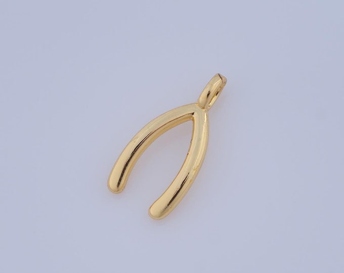 1 pcs Gold Wishbone Pendant,18K Gold Filled Wishbone Charm,Wishbone Charm DIY Bracelet Necklace Jewelry Making Findings Supply