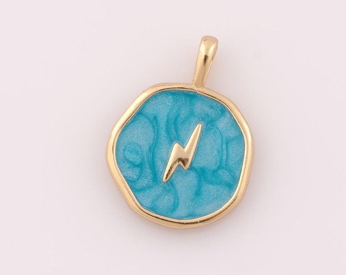 1 pcs Gold Enamel Lightning Pendant,18K Gold Filled Lightning Charm,Lightning Charm DIY Bracelet Necklace Jewelry Making Findings Supply