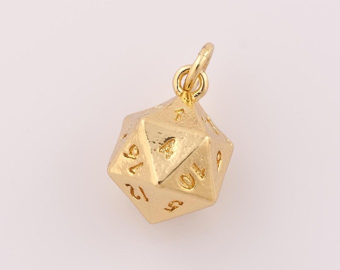 1 pcs Gold Dice Pendant,18K Gold Filled Dice Charm,Dice Charm DIY Bracelet Necklace Jewelry Making Findings Supply