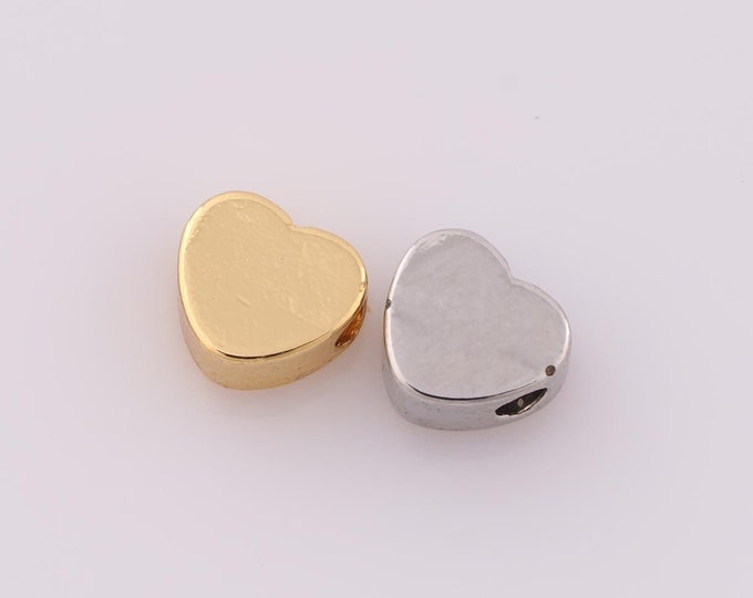 5 pcs 18K Gold Filled Heart Spacer Beads,Heart Beads,Heart Beads for DIY Jewelry Making Findings Supply