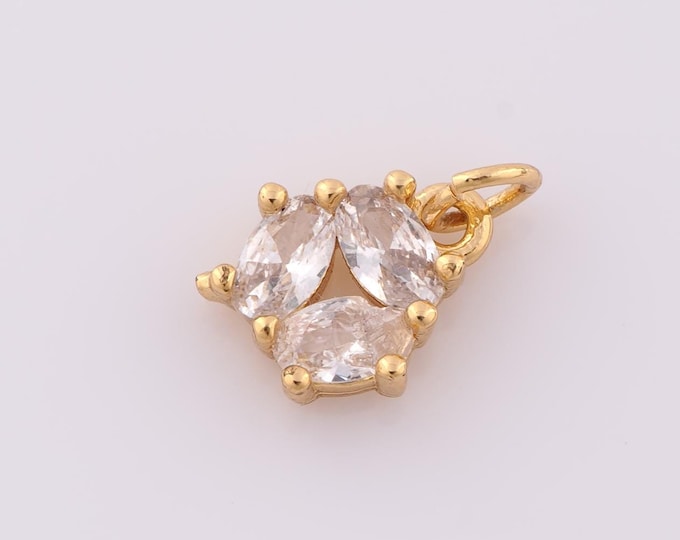 1 pcs Gold CZ Hexagon Pendant,18K Gold Filled Oval Charm,Hexagon Charm DIY Bracelet Necklace Jewelry Making Findings Supply