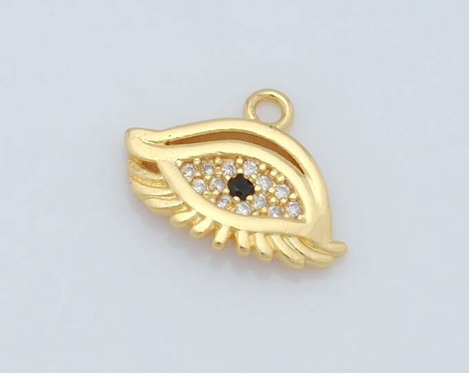 1 pcs Gold Evil Eye Pendant,18K Gold Filled CZ Animal Eye Charms,Eye Charms DIY Bracelet Necklace Jewelry Making Findings Supply