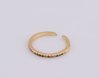 1 pcs Dainty Gold CZ Thin Gold Rings,18K Gold Filled Thin Gold Rings,Open Rings,Gift for Her