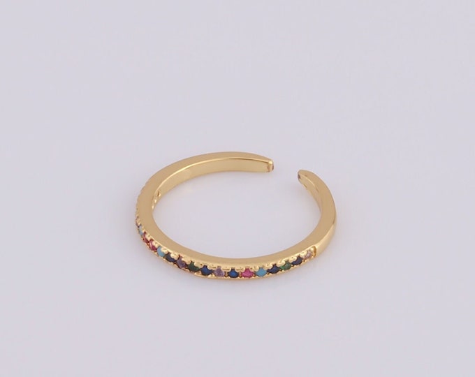 1 pcs Dainty Gold CZ Thin Gold Rings,18K Gold Filled Thin Gold Rings,Open Rings,Gift for Her