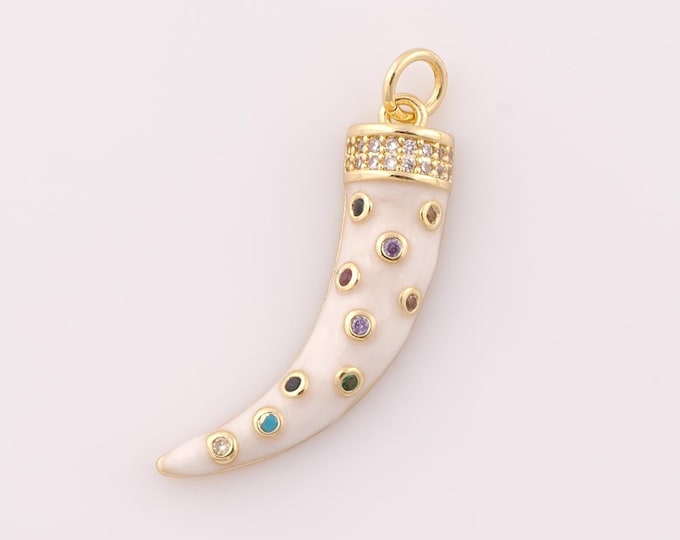 1 pcs Gold CZ Horn Pendant,18K Gold Filled Horn Charm,Horn Charm DIY Bracelet Necklace Jewelry Making Findings Supply