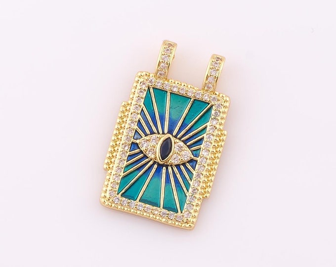 1 pcs Gold CZ Evil Eye Pendant,18K Gold Filled Devil Eye Charm,Enamel Eye Charm DIY Bracelet Necklace Jewelry Making Findings Supply