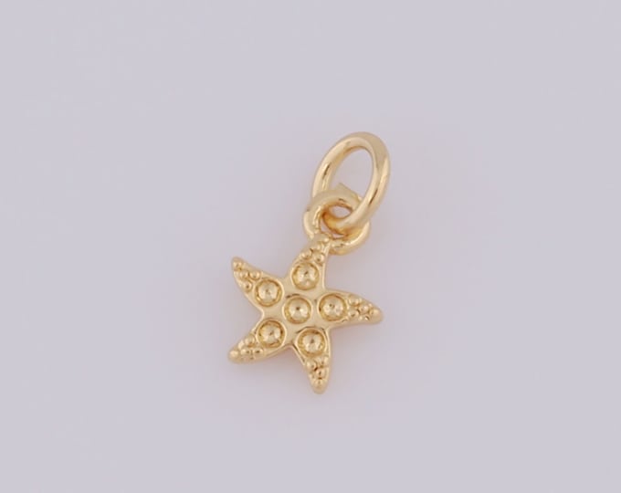 10pcs CZ Gold Star ,18K Gold Filled Star Charms,Star Charm for DIY Bracelet Necklace Jewelry Making Findings Supply