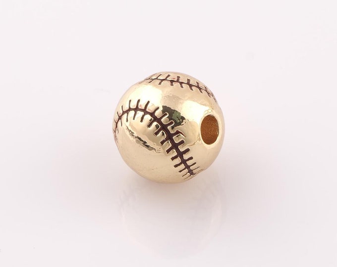 1 pcs 18K Gold Filled Ball Spacer Beads,Tennis Beads,Softball Beads for DIY Jewelry Making Findings Supply