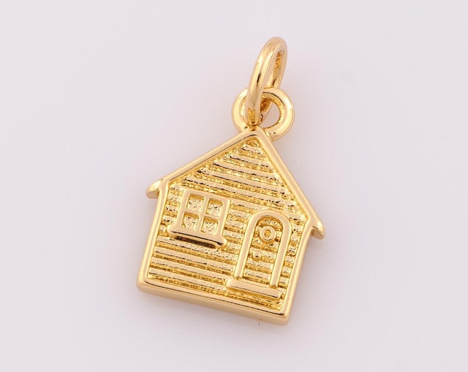 1 pcs Gold House Pendant,18K Gold Filled House Charm,House Charm DIY Bracelet Necklace Jewelry Making Findings Supply