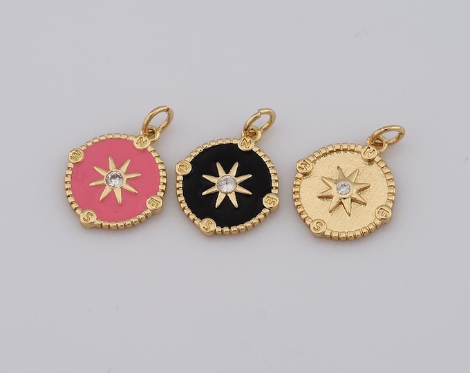 1 pcs Gold CZ North Star Pendant,18K Gold Filled Polaris Charm,North Star Charm DIY Bracelet Necklace Jewelry Making Findings Supply